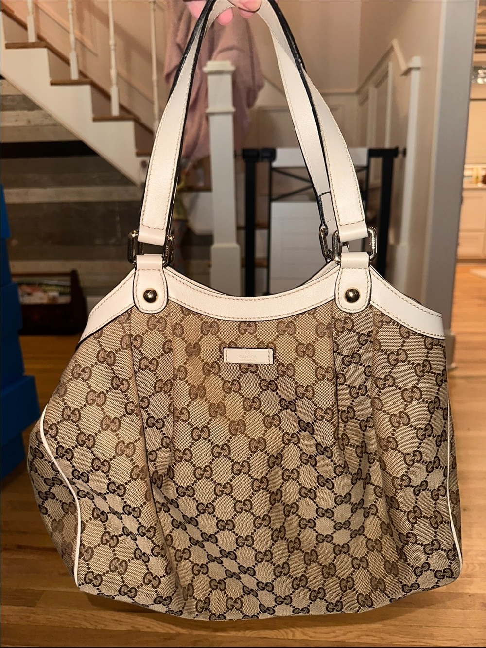 Gucci White Canvas Sukey Tote